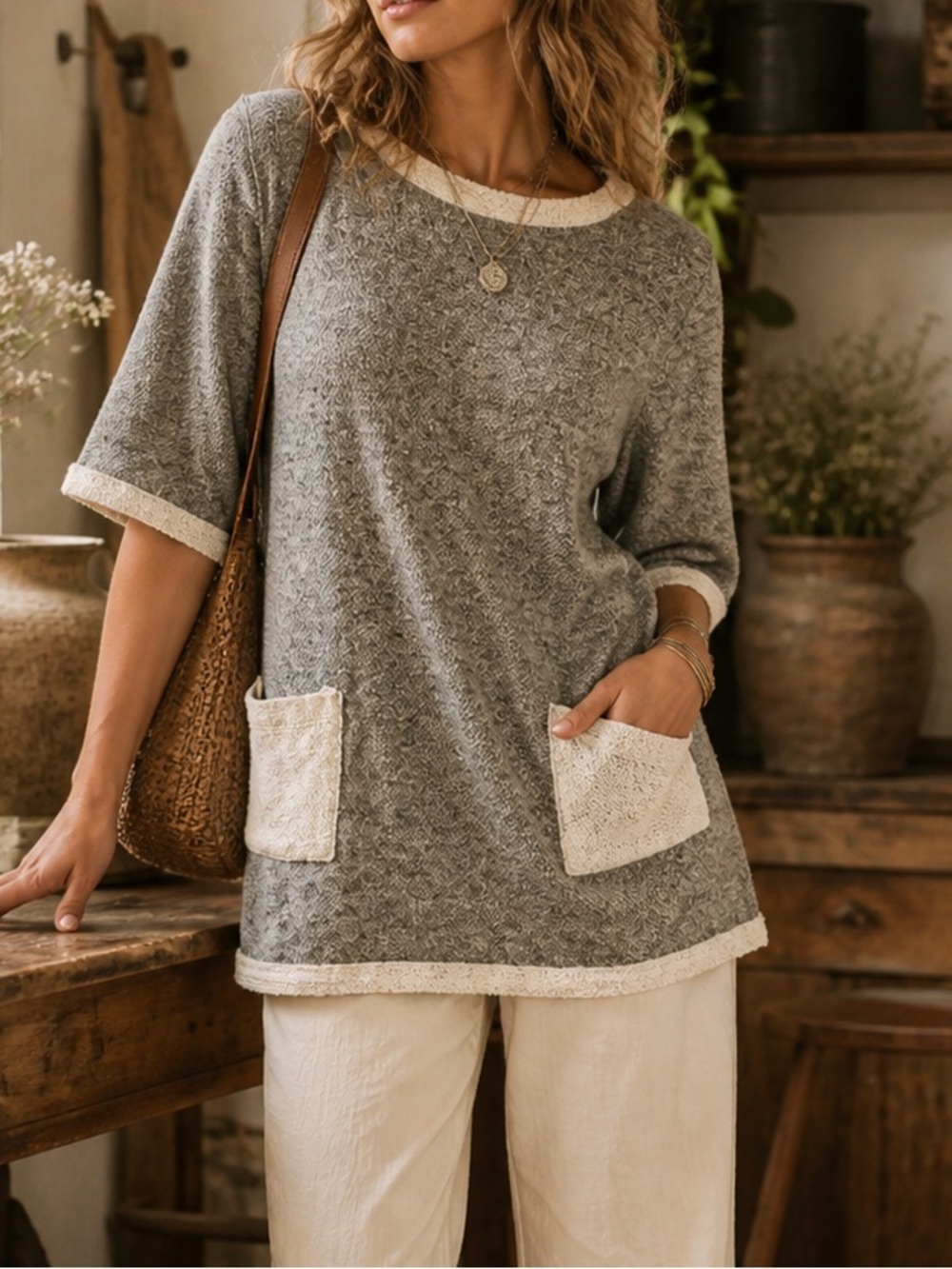Everleigh Pocket Cuffed Top